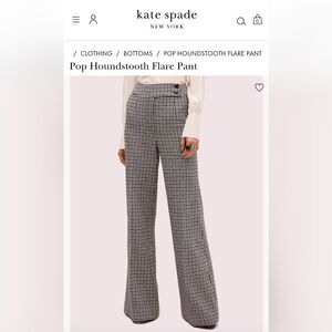 Kate Spade Pop Houndstooth Flare Wool Pants